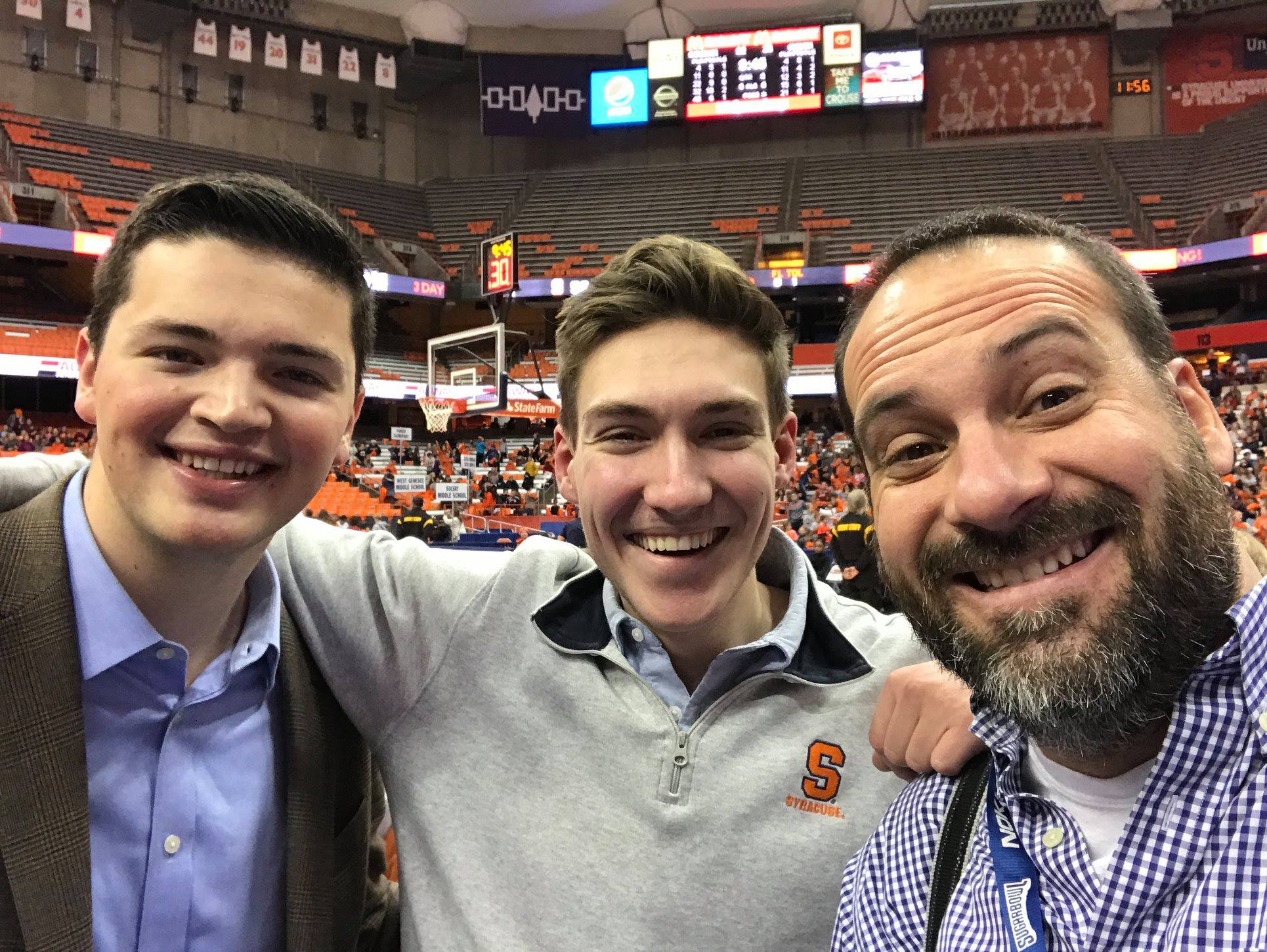 SUMH Boradcasters James Cogan and Dana Grey with SUMH Club Advisor Seth Gitner 2018